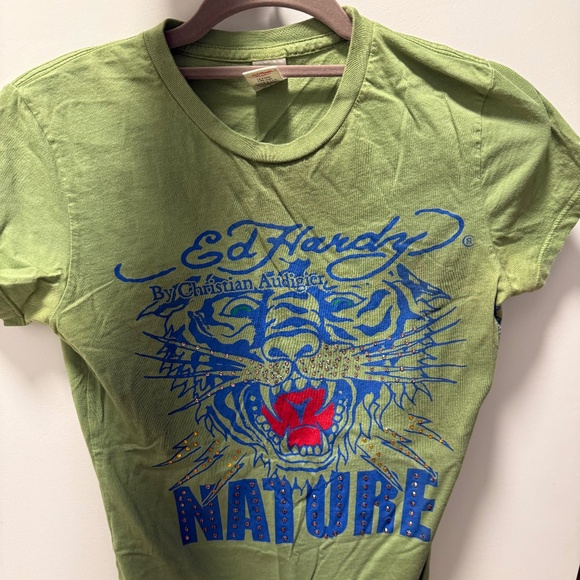 Ed Hardy "Nature" lion rhinestone fitted tee shirt- Medium - Picture 1 of 2
